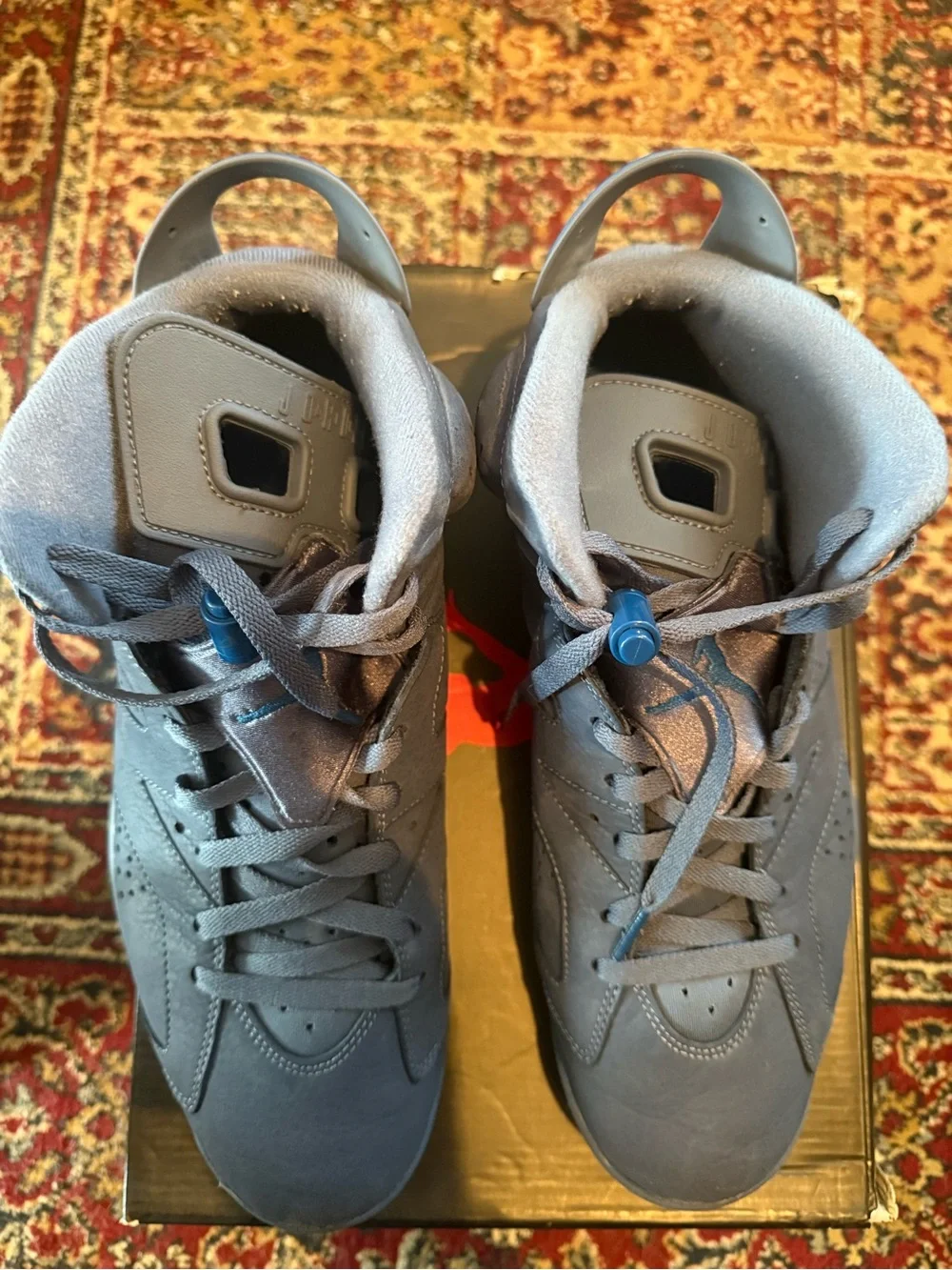 Jordan 6 Retro Diffused Blue - Suede Sneakers in Slate Blue with Cream Accents